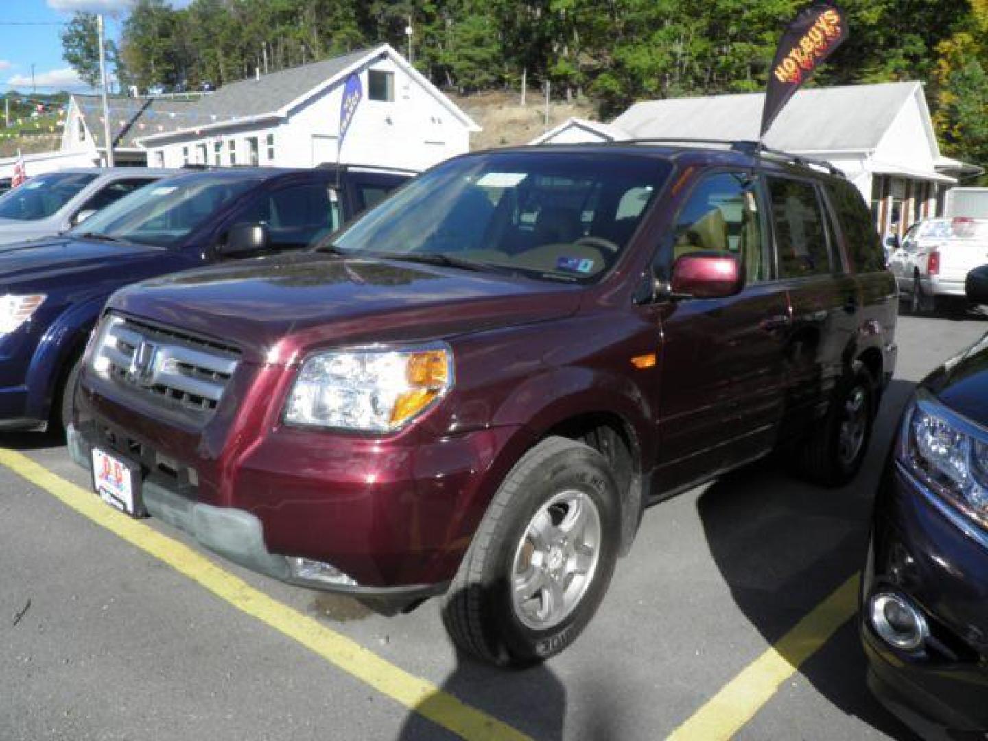 2007 BURGUNDY HONDA PILOT EX-L 4WD AT (2HKYF18567H) with an 3.5L V6 engine, AT transmission, located at 15520 McMullen Hwy SW, Belair, MD, 21502, (301) 729-3700, 39.581375, -78.846451 - Photo#0